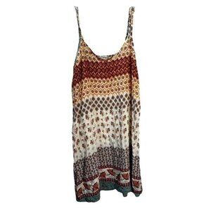 P.J. Salvage Womens Boho Adjustable Strap Sleeveless Printed Dress Multicolor Si
